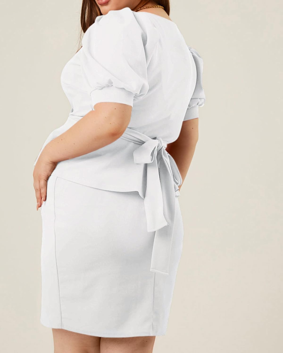 Plus Size 2 Piece Peplum Dress Outfits for Women Sexy Party Cocktail Bodycon Dresses Sets Skirts Suits Sets