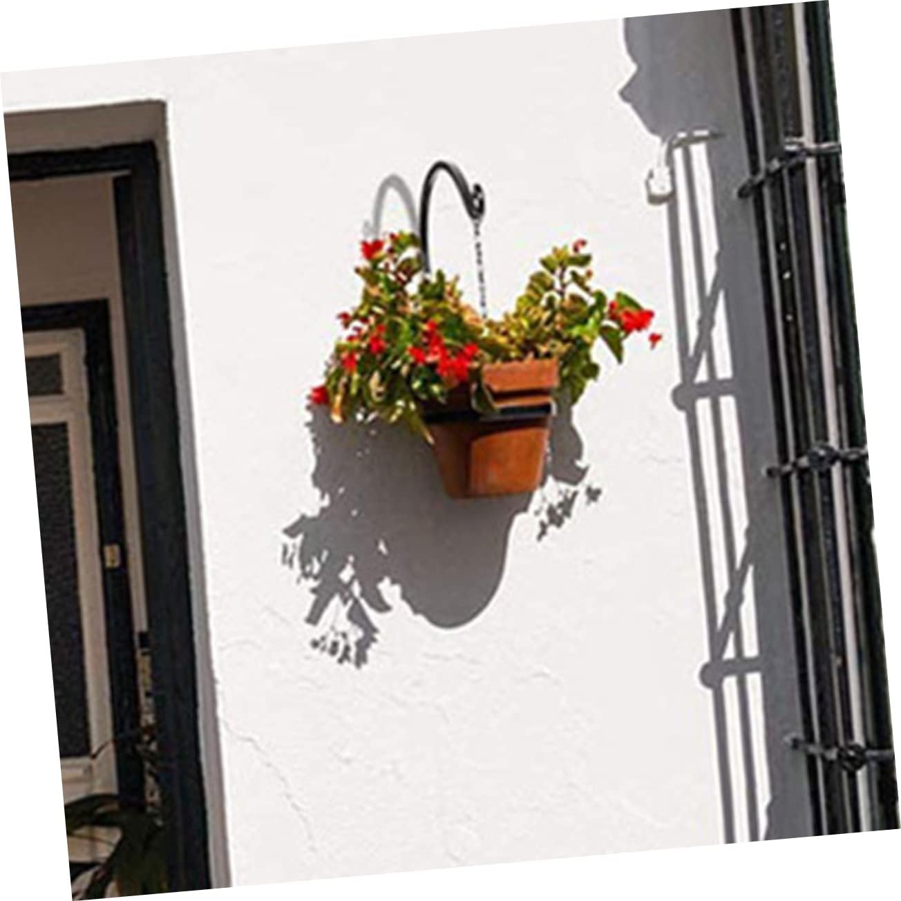 4pcs Flower Basket Hanger Wall Mount Sturdy Iron Flower Pot Hanger Modern Design for Home and Garden Decor