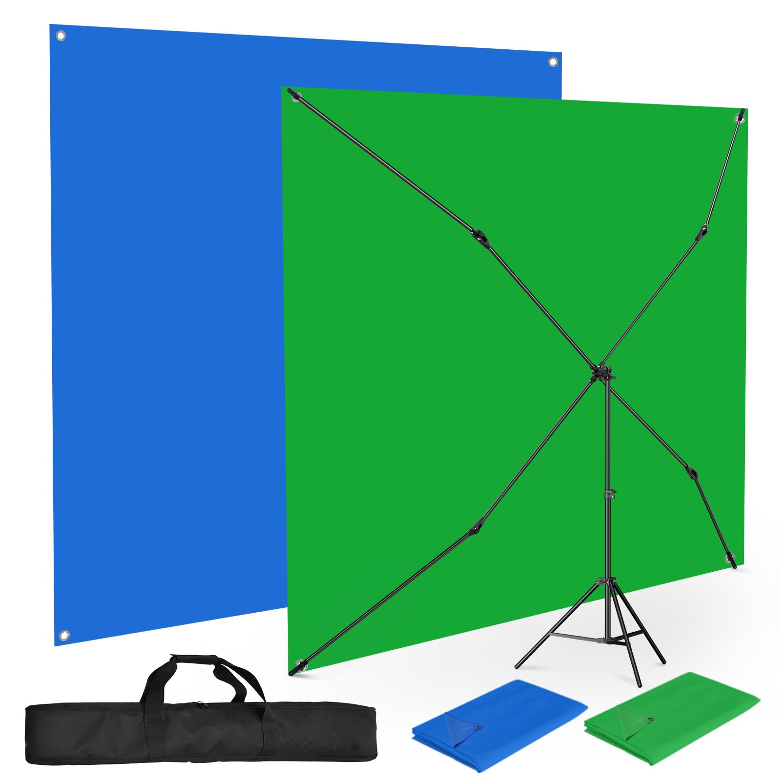 EMART 2x2 m Kit fondale schermo blu verde con supporto, regolabile