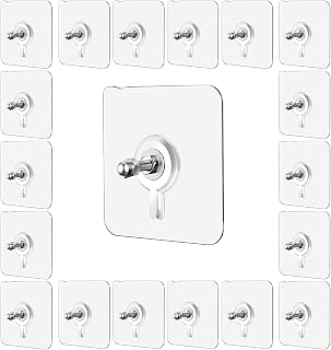 FVIZAL 20 Pcs Self Adhesive Hanging Nails, Seamless Screw, Wall-Mounted Screw Hook Punch-Free Seamless Screw Waterproof Wall Hook for Kitchen Bathroom, Nail Free Stickers, No-Trace No Drilling