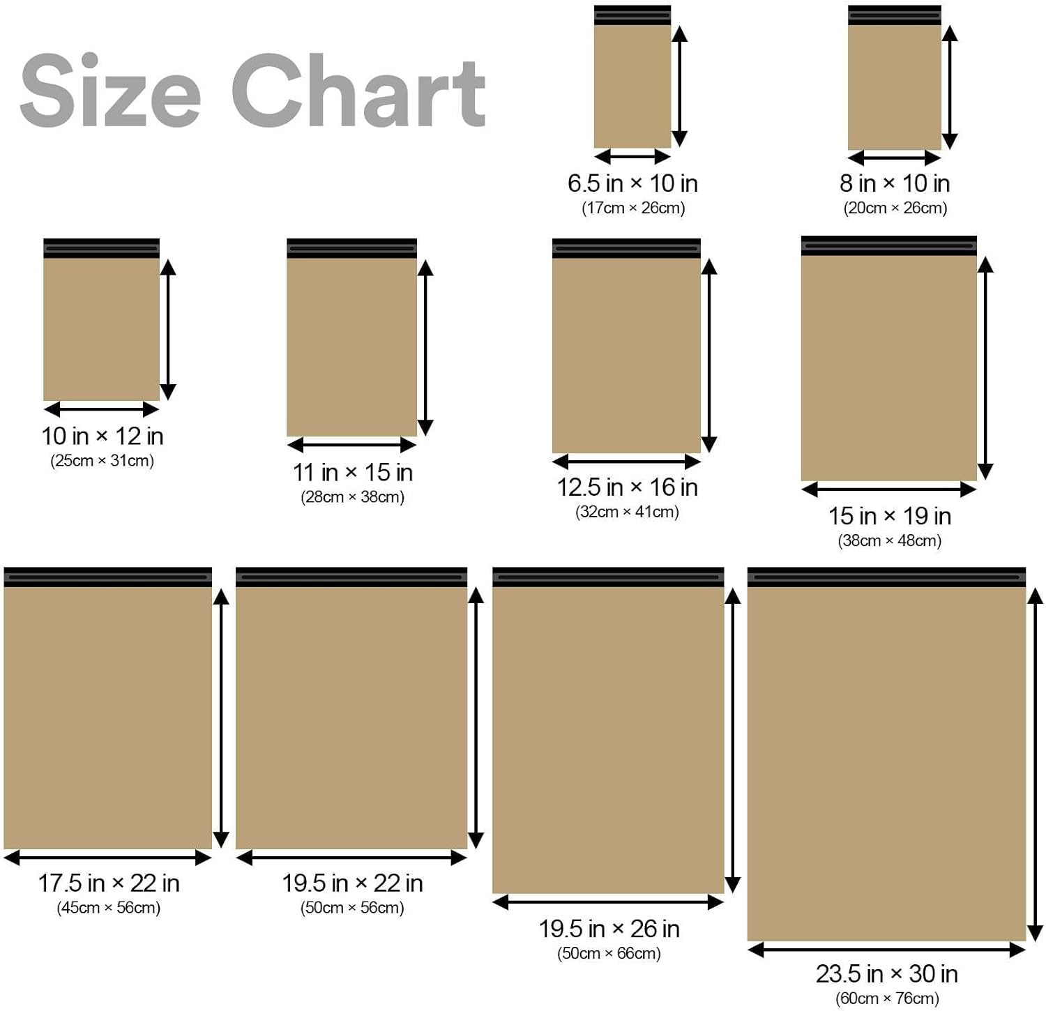15"x19" (38cm x 48cm) 100pcs Beige Poly Bag Mailers Plastic Packaging Mailing Shipping Bag Waterproof and Tear-Proof Strong Self Adhesive Multipurpose Envelope Small Medium Large