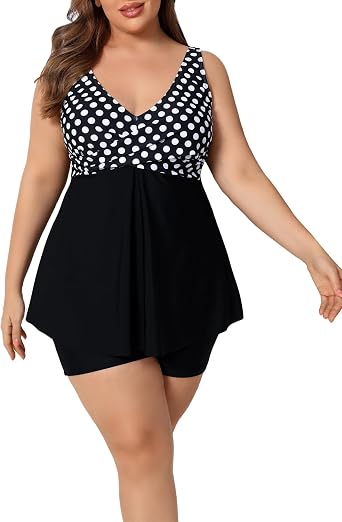 Halcurt Womens 2 Piece Plus Size Tankini Swimsuits with Shorts