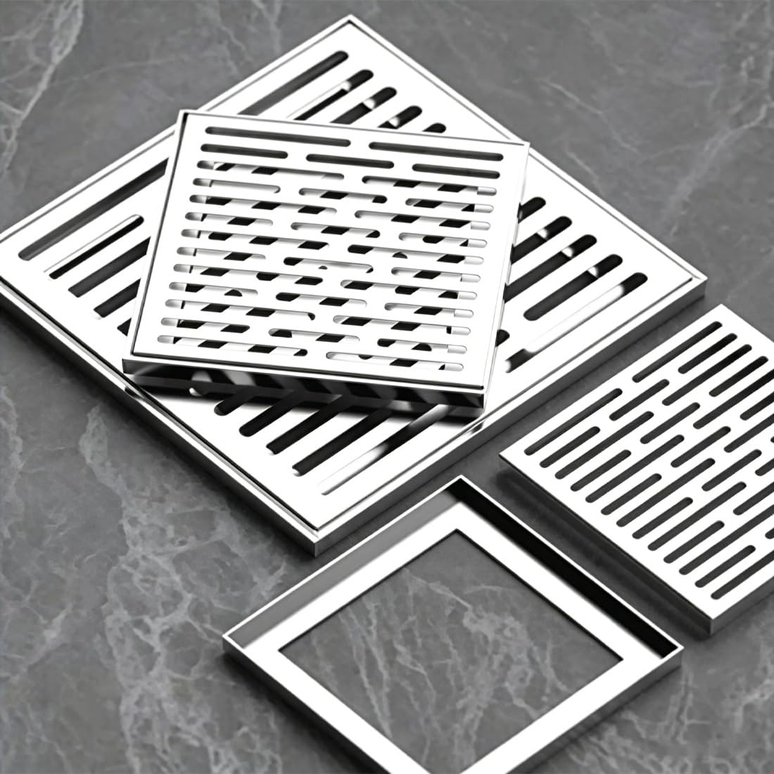Ruszt kanałowy o grubości 2 mm do ogrodu na patio i do użytku komercyjnego (15 x 15 cm) osłona odpływowa dla skutecznej wody