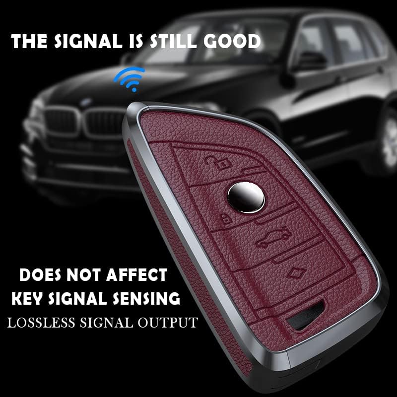 Miniatura 5 de SANRILY Funda de llavero de cuero de metal sin llave para BMW Serie 3 Serie 5 Serie 6 Serie 7 Serie 2020 2021 X1 X3 X4 M5 Carcasa de metal con