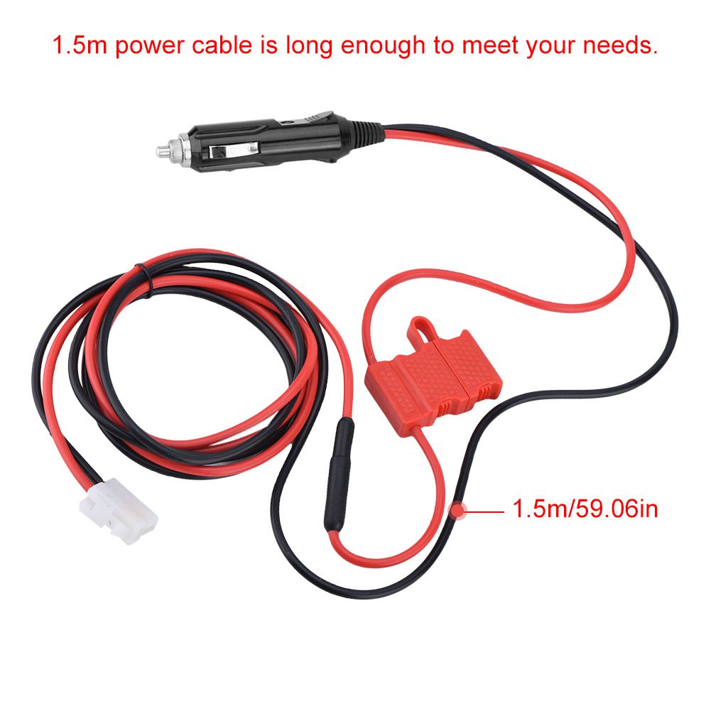 Auto Electricity Supply Cable, 12V DC 15A Power Cord Cable Cigarette Lighter Plug with Double for Mobile Radio