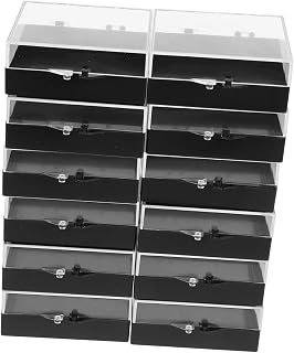 Cabilock Caja De Plástico De 12 Piezas Para Exhibir Joyas Broches Insignias Color Negro