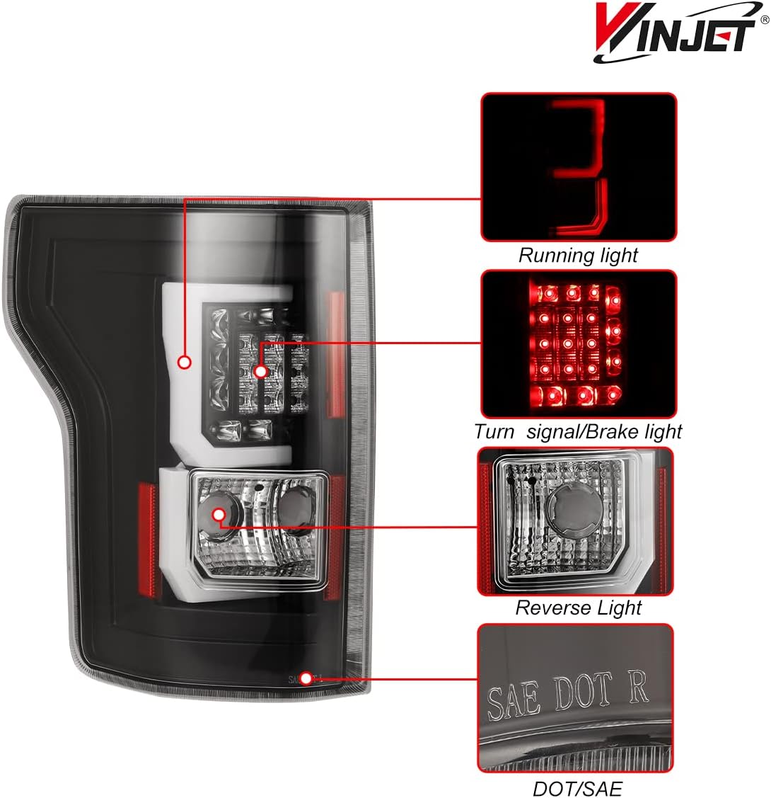 Winjet LED Tail Lights Assembly for F150,LED Taillights Brake Rear Lamps Parking Light for Ford F-150 2015 2016 2017 Accessories (2PCS, Driver & Passenger Side)
