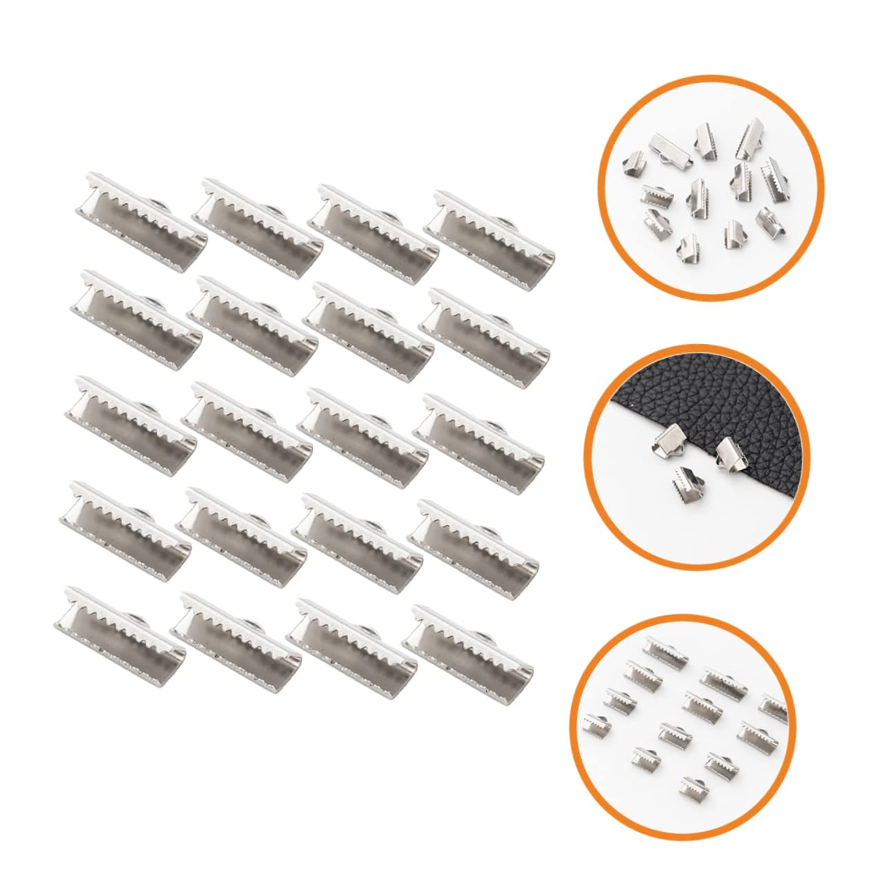 Beatifufu DIY Jewelry Making Findings 100pcs Ribbon Ends Clamp Stainless Clip Buckle for Beading