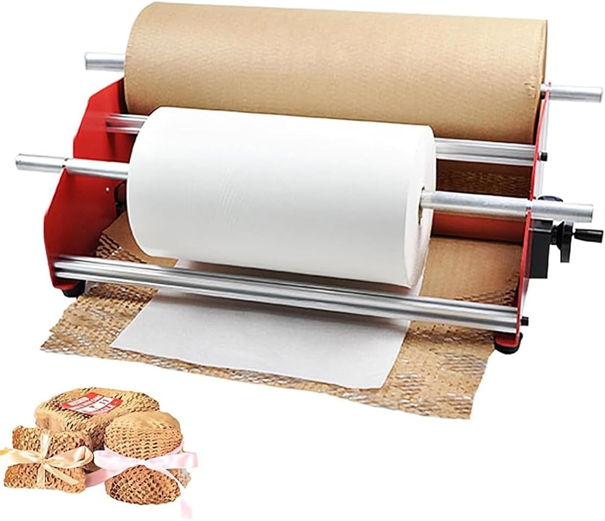 Manual Honeycomb Packing Paper Roll Dispenser, Biaxial Kraft Wrapping Paper Machine with Anti-Shock Buffer Layer, for Moving Shipping