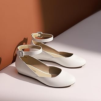 DREAM PAIRS Women's Ballet Flats Pumps Ballerina Ankle Strap Elastic Low Wedge Sandals Round Toe Comfy Dolly Shoes