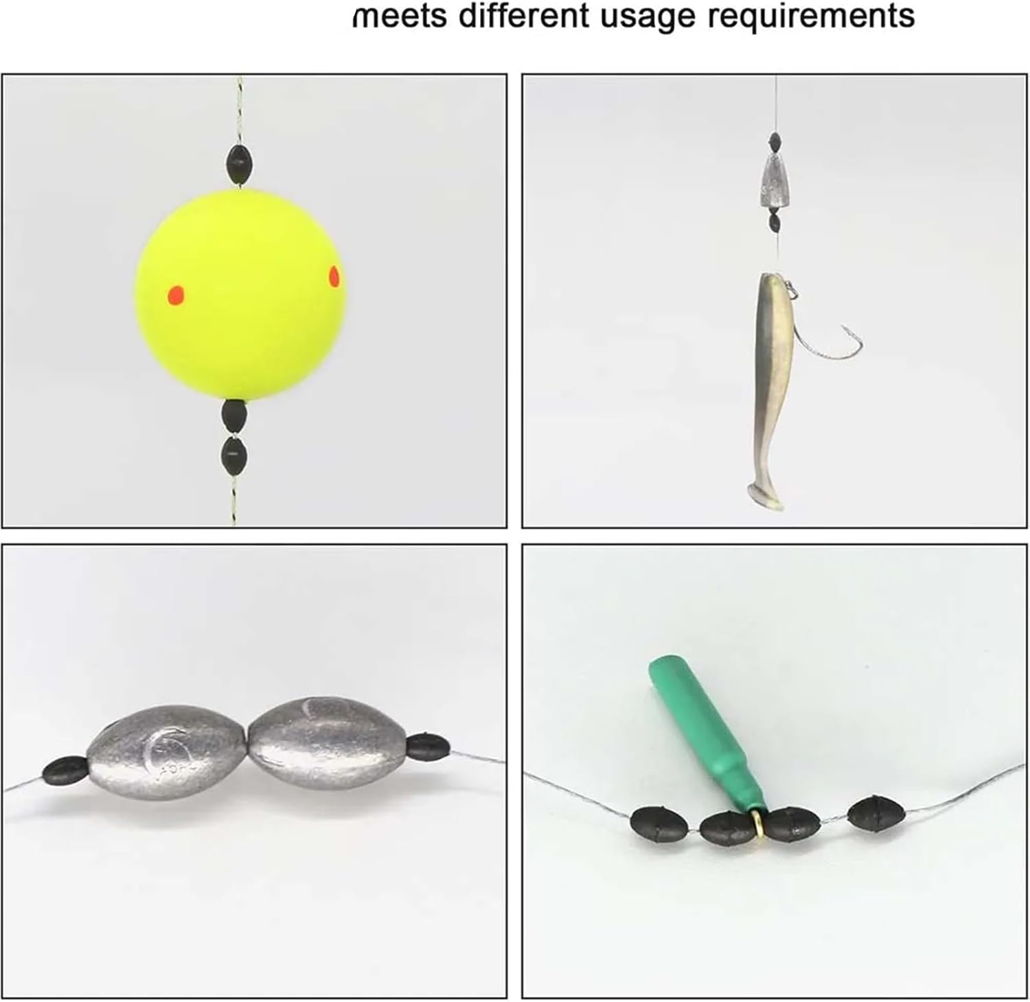 Bobber Stopper 600pcs Space Beans Black Rubber Olives Stopper Not to Hurt The Line Carp Float Fishing Kit for Fishing