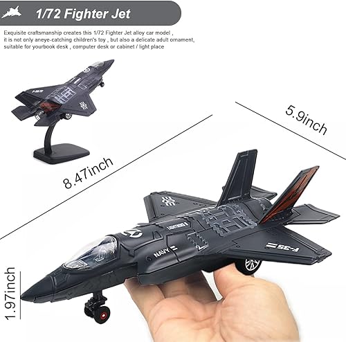 Miniatura 2 de Juguete de avión F35, juguete de avión de combate para niños, chorros de juguete para tirar, modelo de aviones fundido a presión con luz y sonido,