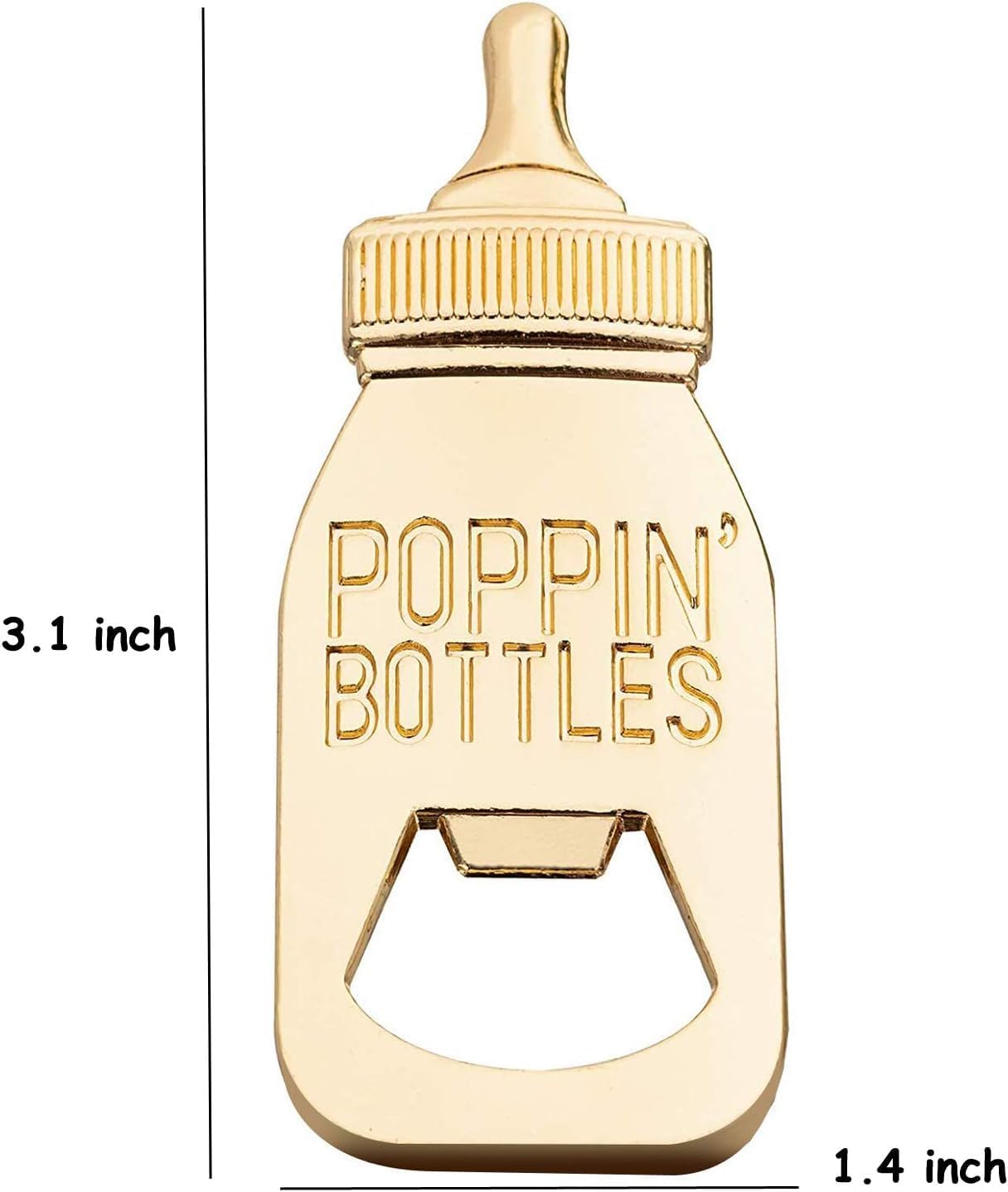 Pack of 24 Bottle Openers Baby Shower Favors, Gifts, Decorations, or Souvenir for Guest With Gift Boxes, Poppin Bottle Design for Baby Boys or Girls (Green)
