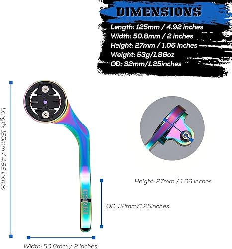 Miniatura 2 de corki Cycles Out Soporte de bicicleta extendido para bicicleta delantero compatible con Garmin Wahoo Bryton Cateye Bike Computer Compatible con