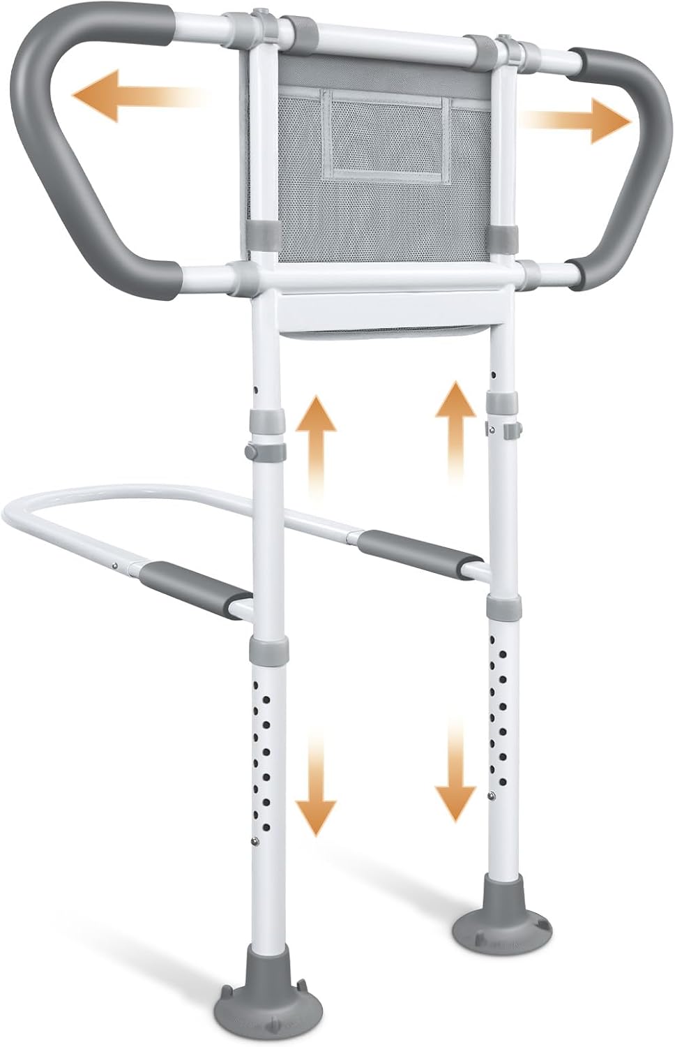 Bed Rails for Elderly Adults Safety: Adjustable Bedside Assist Rails with Storage Pockets, Non-Slip Handles, Sensor Night Light, 400LB Gravity Capacity (Compatible with Bed Frames 13.19"-19.69" ) Stand-Compatible with Bed Frames 13.19"-19.69"