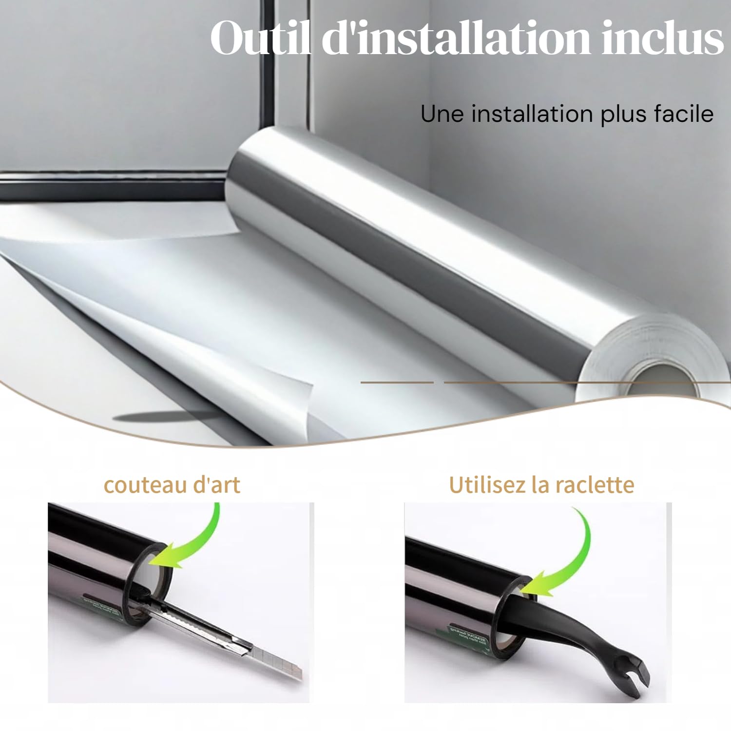 Film Miroir pour fenetre Anti Regard Anti UV avec Kit de Pose Film occultant Fenêtre Bon Effet Miroir Protection de la Vie privée pour Maison Bureau Magasin (Argenté, 76X400 CM)