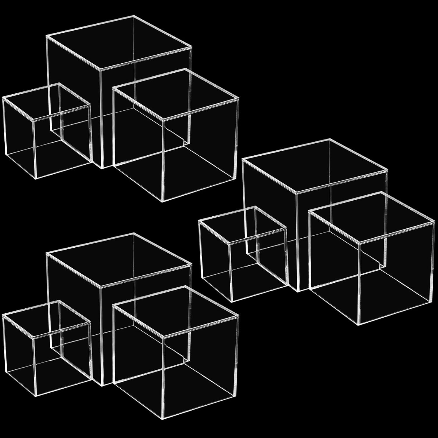 Sintuff 9 Pcs 5 Sided 3 Sizes Acrylic Display Boxes Riser
