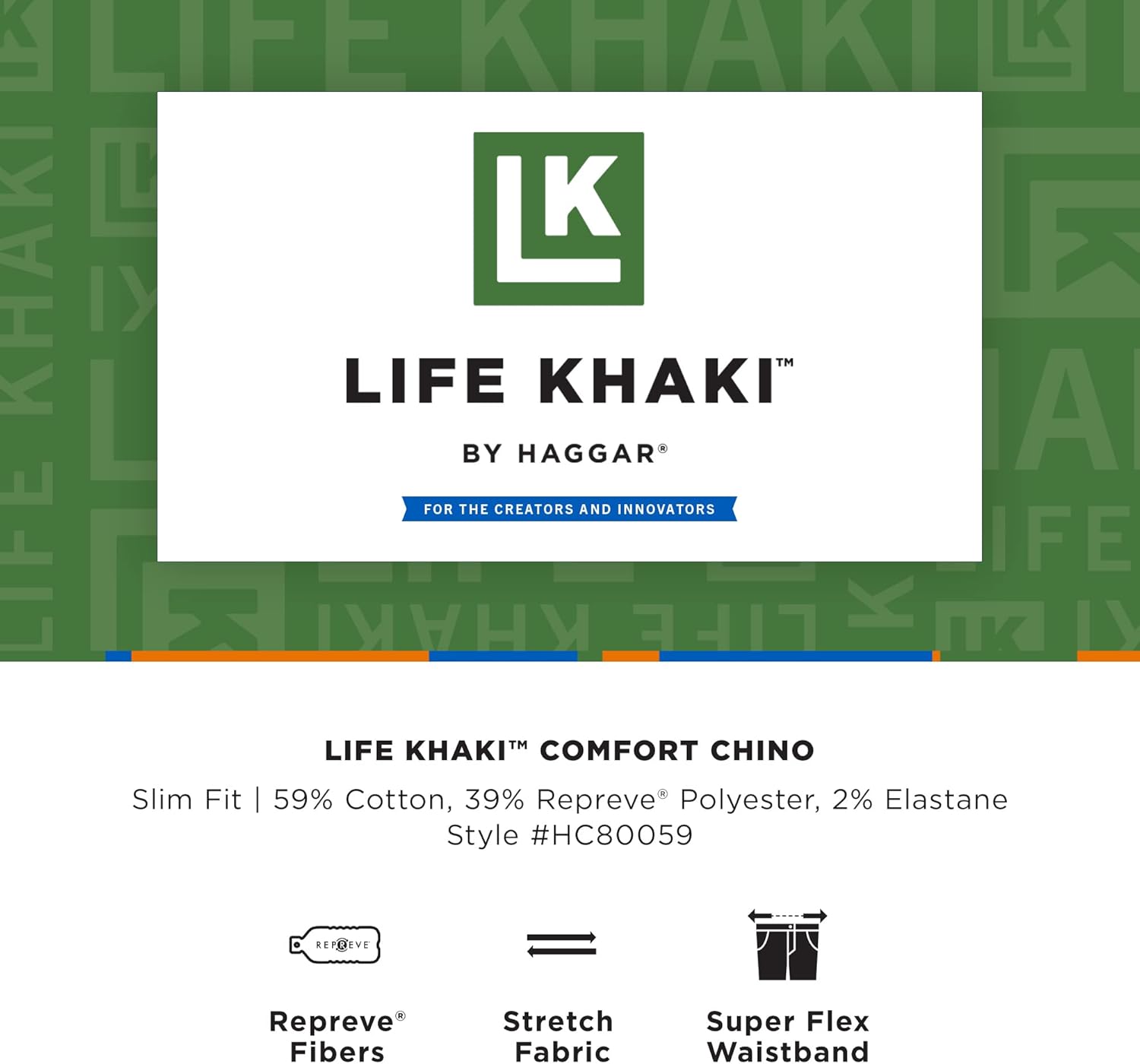 Haggar Mens Life Khaki Comfort Flat Front Slim Fit Chino Pant - Image 6