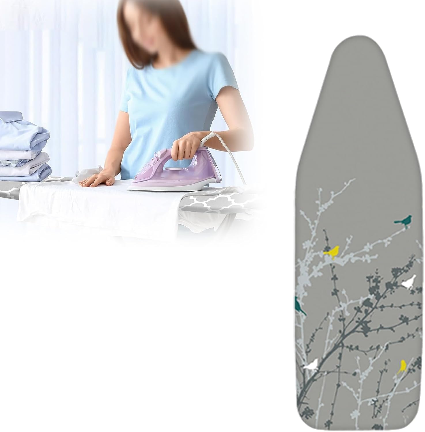 Elastic Edge Scorch Resistant Padding Ironing Board Covers Heavy Duty Padded Iron Board Covers Scorch Resistant Replacement Iron Board Covers Board Replacement Cover Easy to Install, G, 132 * 51cm