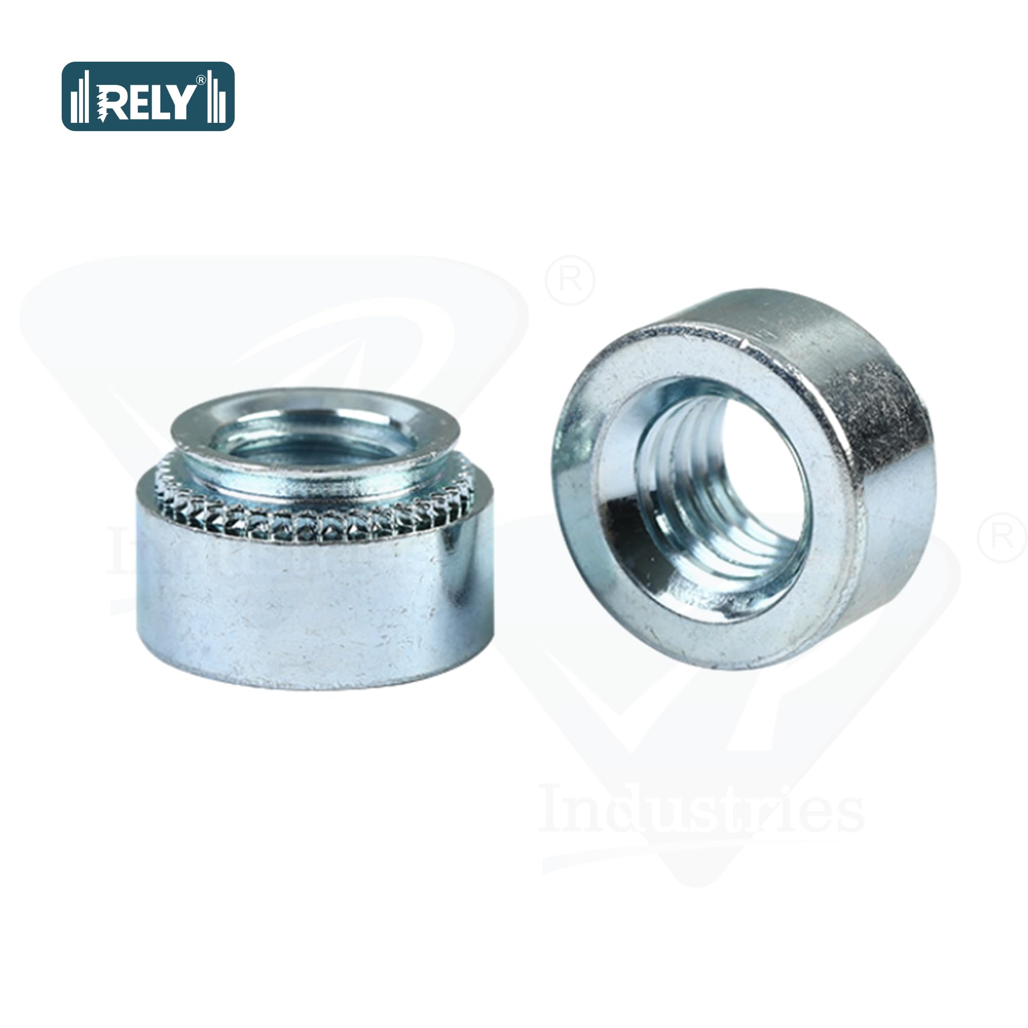 Rely®⇒VP INDUSTRIES (Pcs-25) M8 Self-Clinching Rivet Nut Mild Steel White Zinc Plated | Round Head Steel Fastener for Metal Sheet Mounting & Hardware Applications