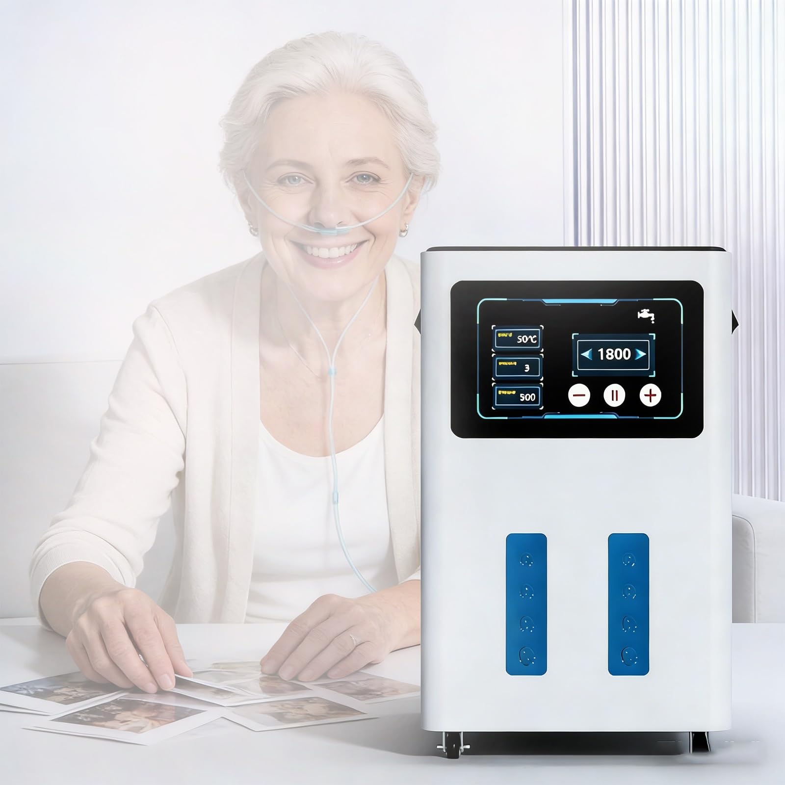 Inhalator Wodorowy 900-1800 Ml/Min, Jonizator Wody O Dużym Przepływie Z Auto Napełnianiem Wody I Technologią SPE/PEM Wysoka Czystość 99,99% Dla Osób Starszych(900ML)