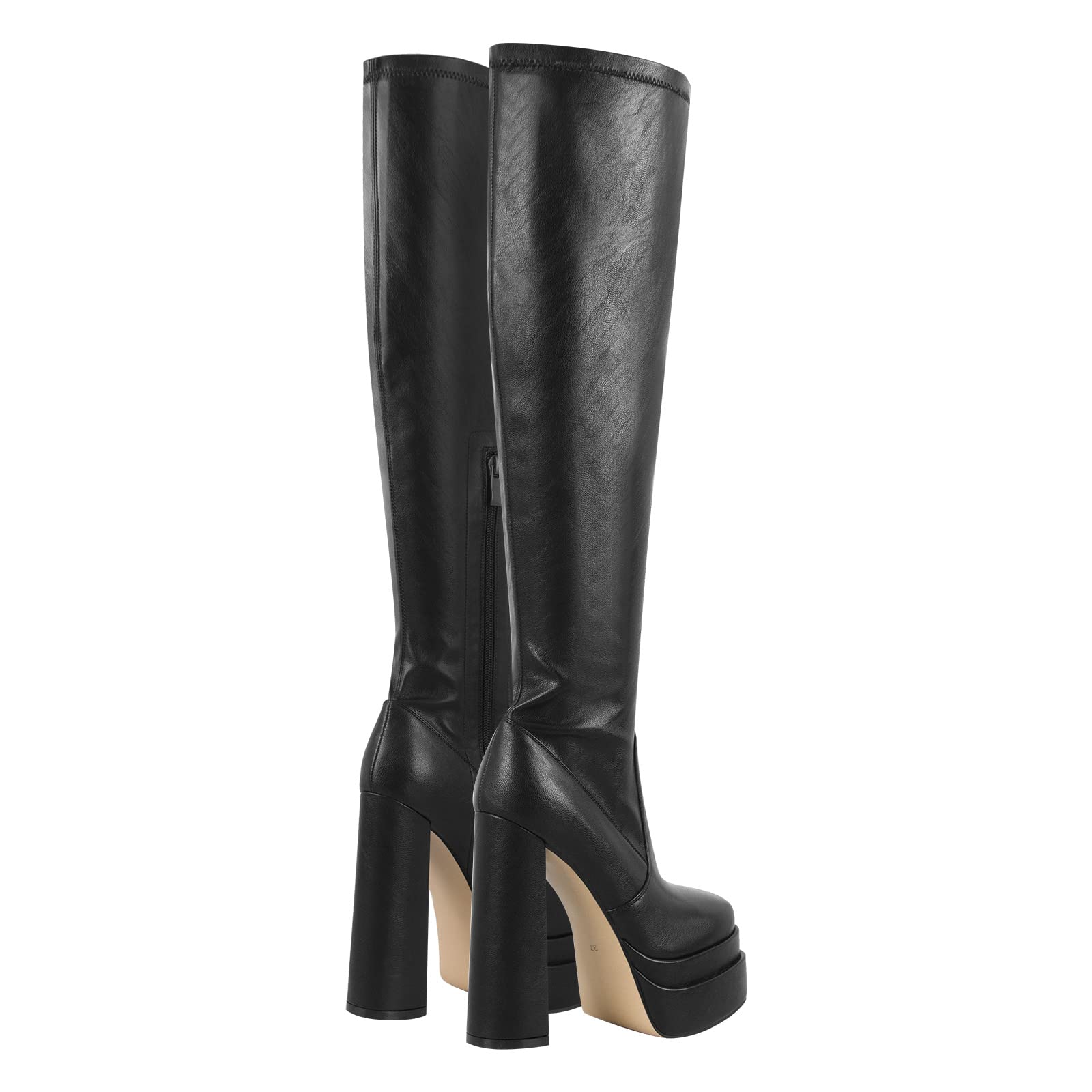 Only maker Overknee Stiefel Stretch Boots für Damen mit Gestapeltem Plateau Blockabsatz Reißverschluss