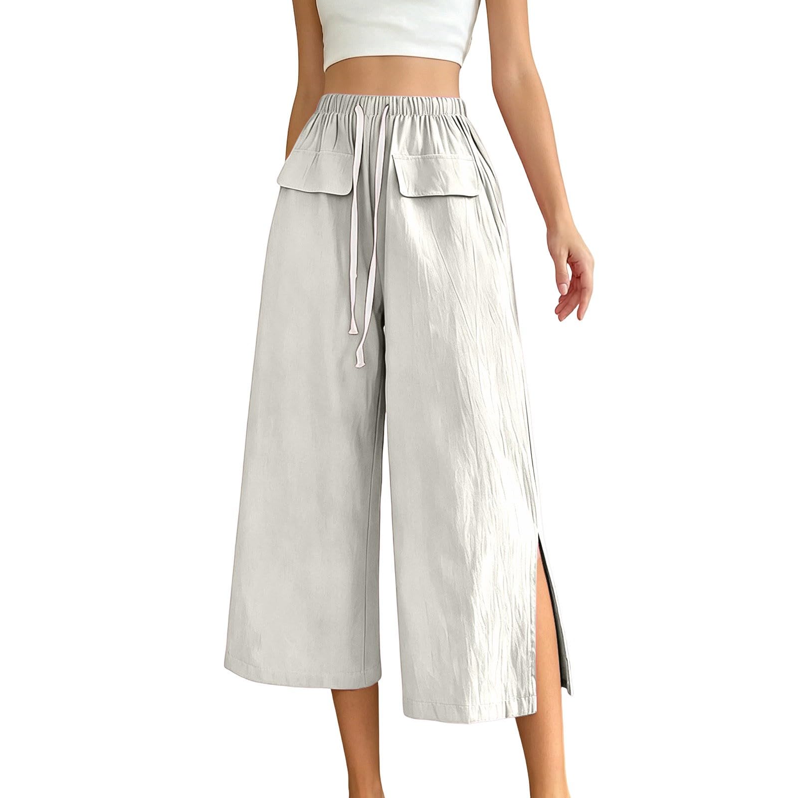 Pantalones capri mujer para evitar el calor con tejido de algodon comodo 7
