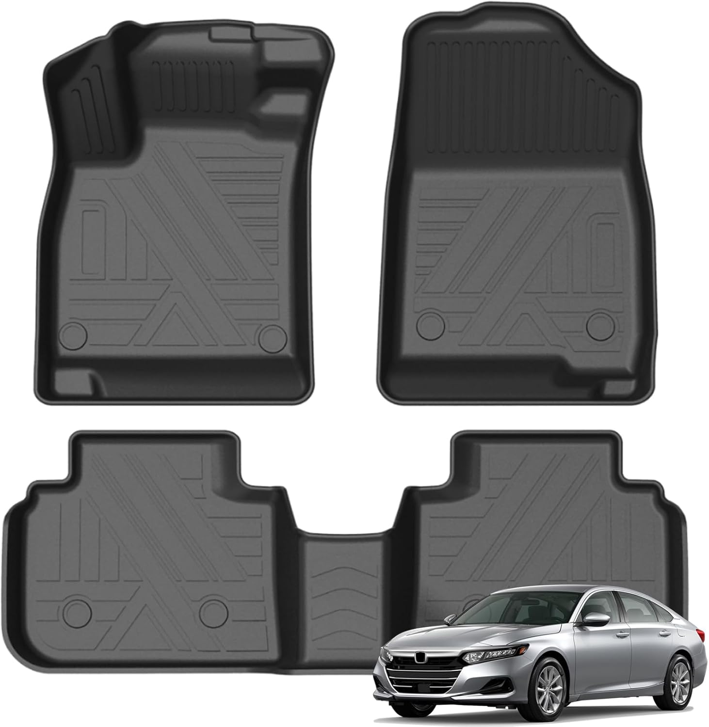kust floor mats for honda accord 2018-2022, all weather floor liners tpe rubber mats for accord accessories front rear 2 row high side