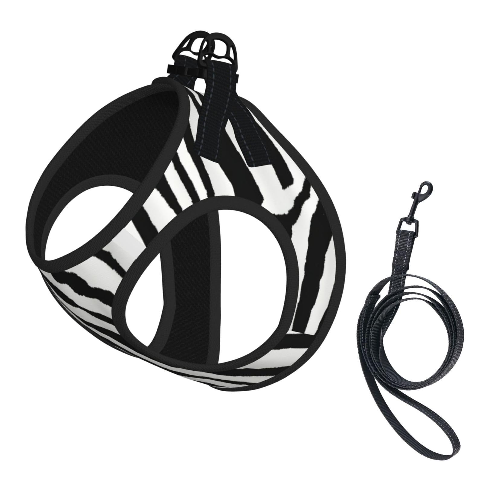 Zebra Print Print Step in Dog Harness and Leash Set,Mesh Pet Vest Harness for Small Dogs and Cats