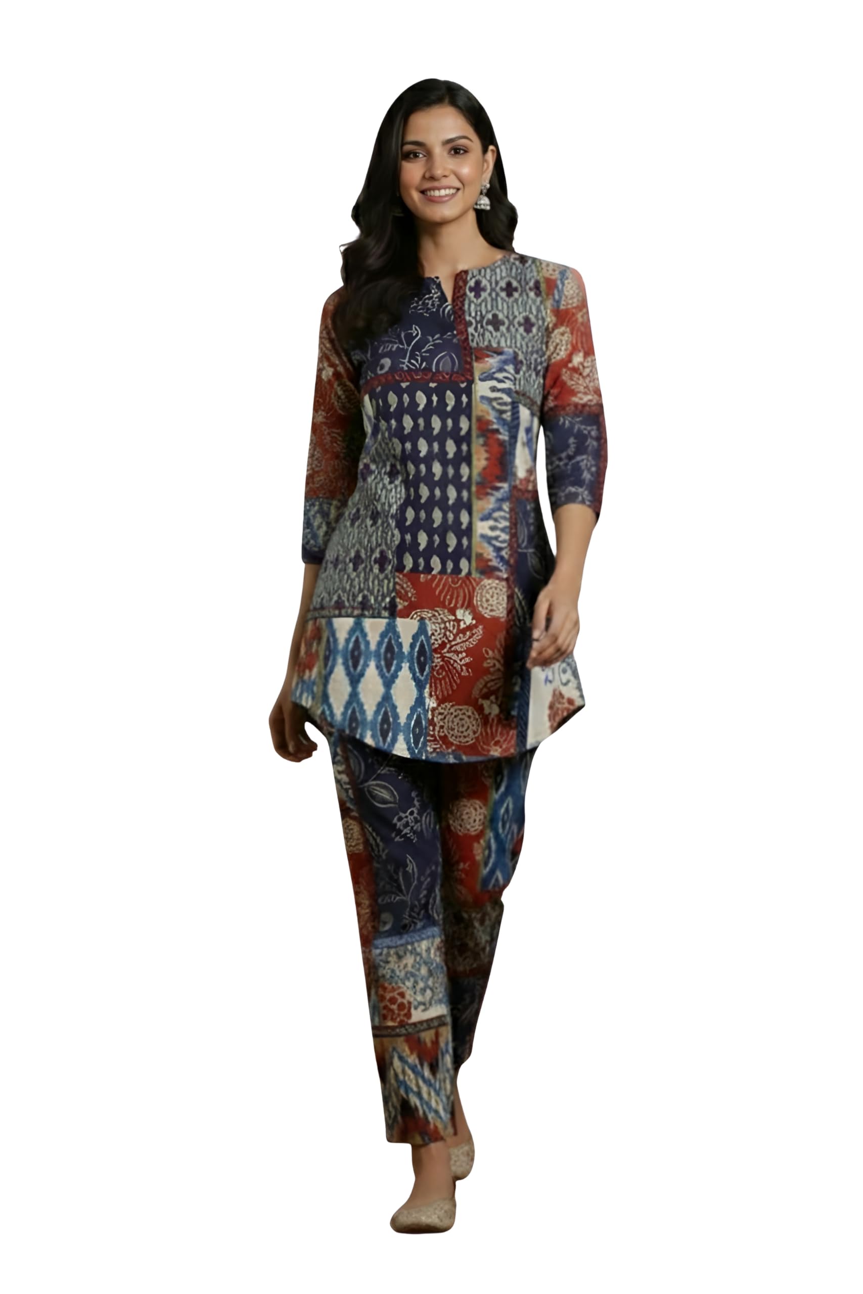 dhruvi trendz Women's Rayon Printed Co Ord Set | Stylish | Festive | Travel | 3/4 Sleeve Trendy Korean Summer Travel Outfit | Lightweight Two Piece Dress for Beach & Holiday Look-picture-44