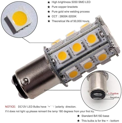 Vista 30 de GRV Ba15d 1142 1076 Bombilla LED 4W 56-2835SMD Super Brillante AC/DC12V-24V 40W Lámpara halógena de repuesto para RV Remolque, Camper, Autocaravana