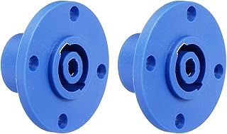 sourcing map 2 conectores de 4 polos para bocina con bloqueo giratorio, altavoz XLR hembra de 2 pulgadas, montaje en panel, conector de enchufe para micrófono de audio, para la serie NL4, color azul