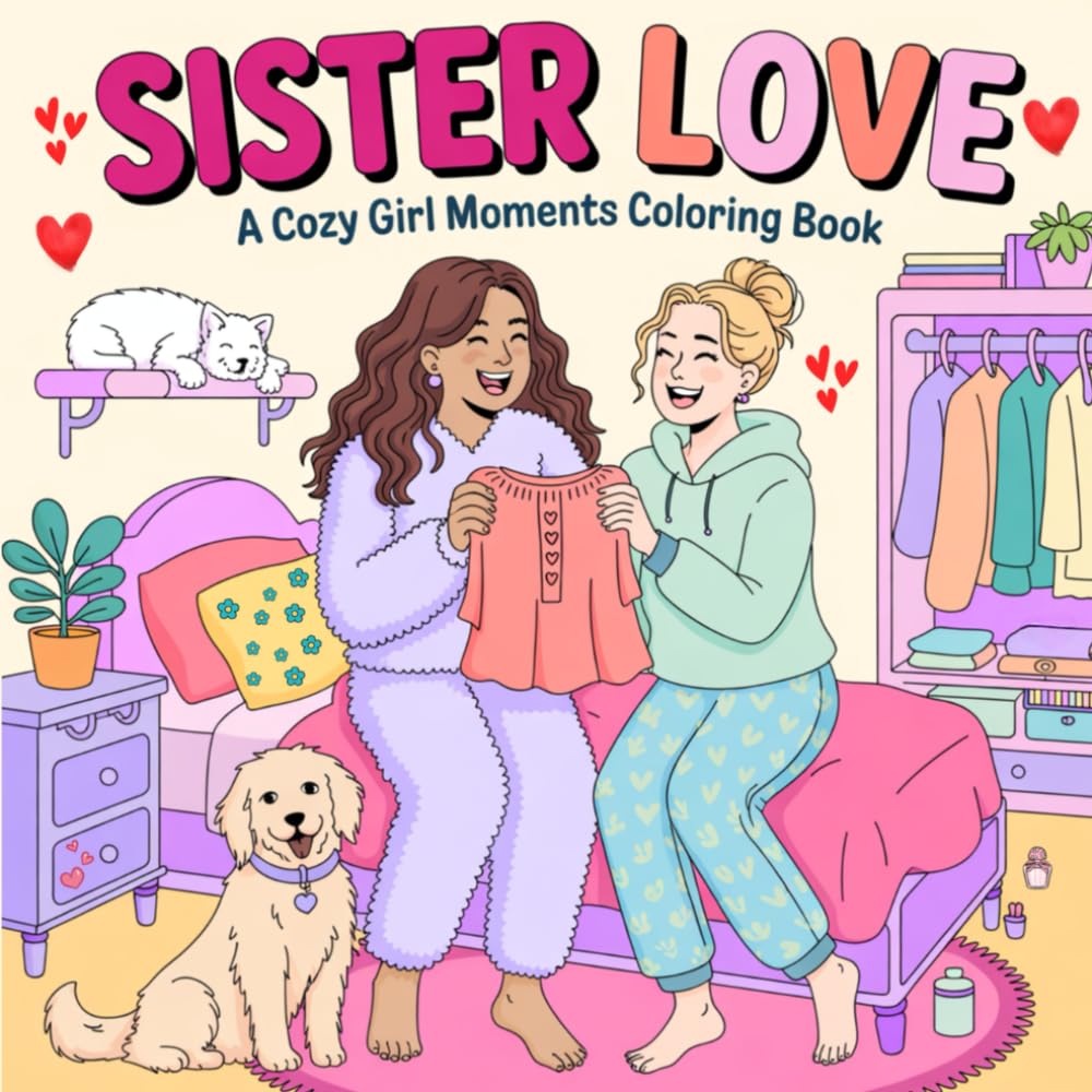 Sister Love: A Cozy Girl Moments Coloring Book for Adults and Teens, 40 Sisterhood Illustrations to Celebrate Connection, Bestie Scenes for Stress Relief and Relaxation