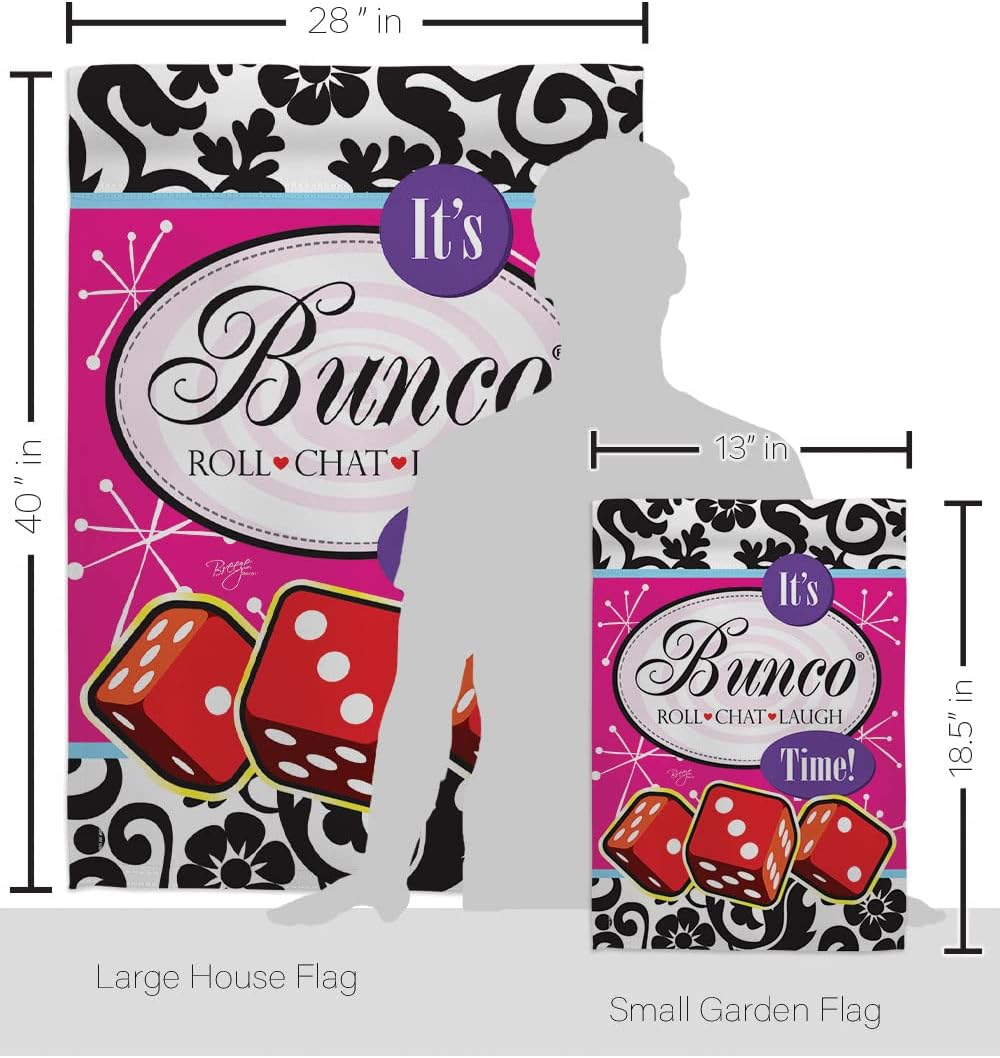 Breeze Decor S115098-BO It's Bunco Time! Special Occasion Party & Celebration Impressions Decorative Vertical House 28" X 40" Garden 13" X 18.5" Double Sided Flags Set Printed in USA Multi-Color