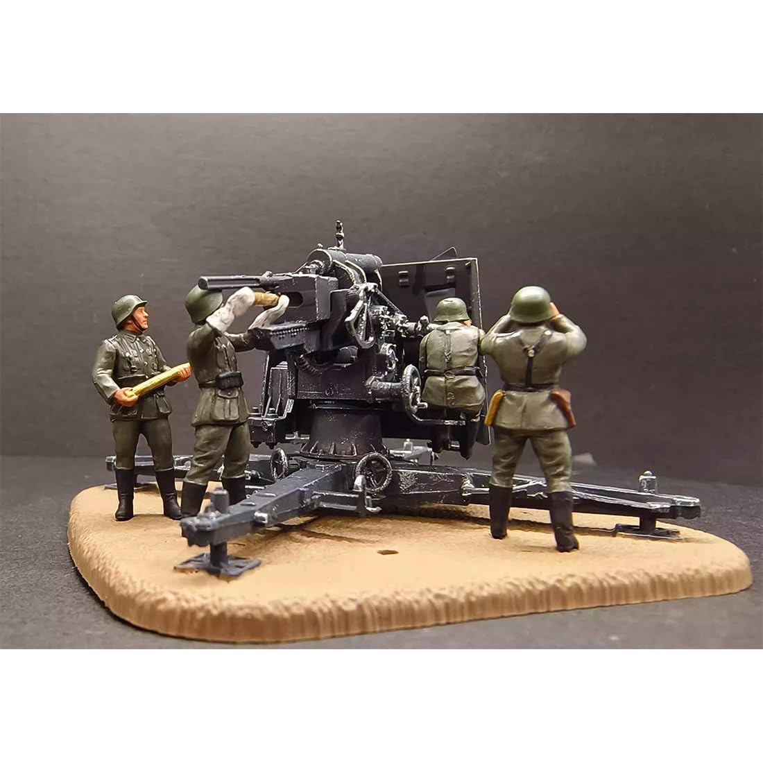 Figuras militares alemanas WWII 1/72 2.6 pulgadas modelo de artillería antiaérea con base, armas antiaéreas, figuras militares para adultos