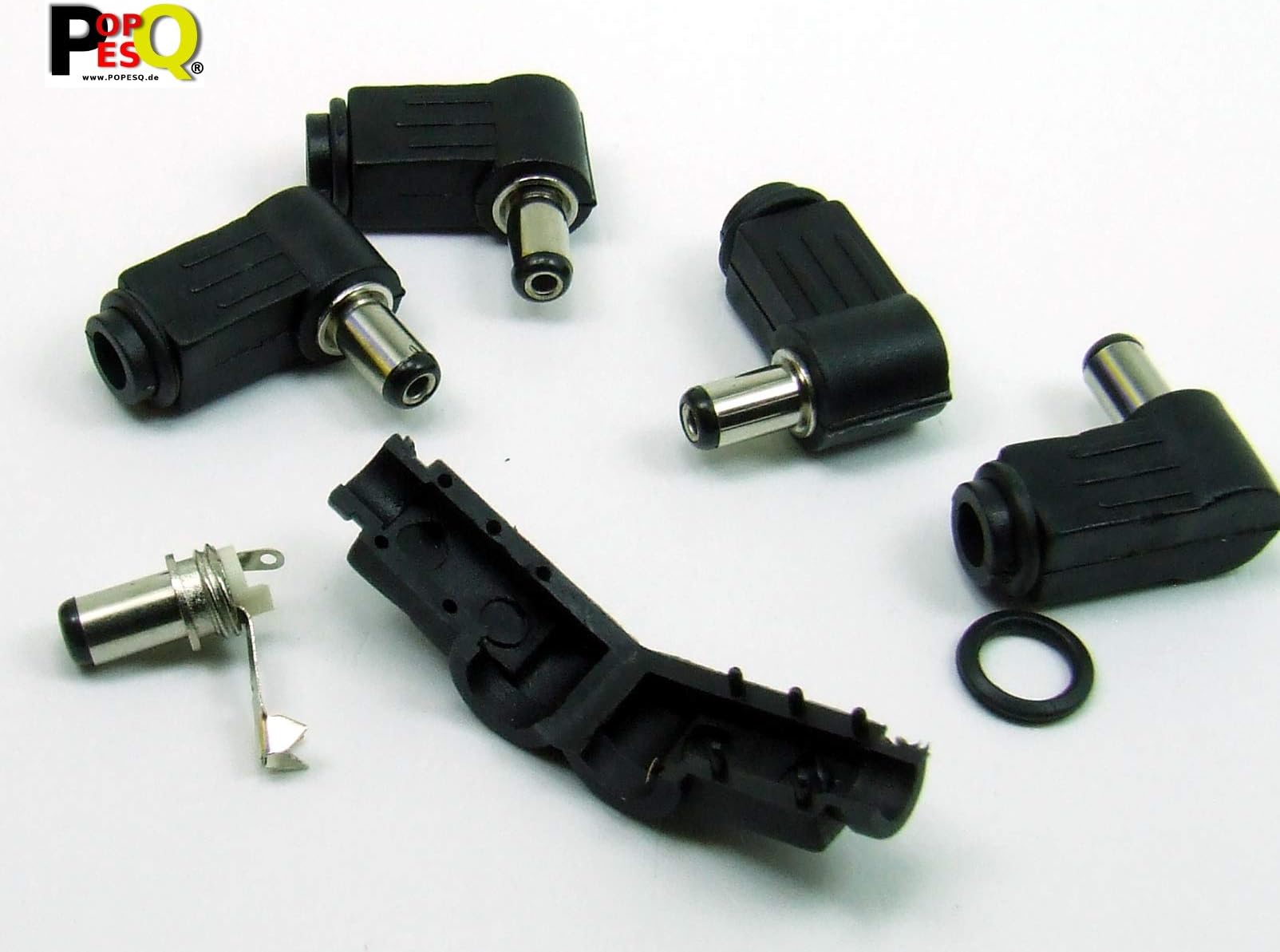 POPESQ® 5 pcs. x DC 2.1mm Plug Right angle Black Plastic #A2308