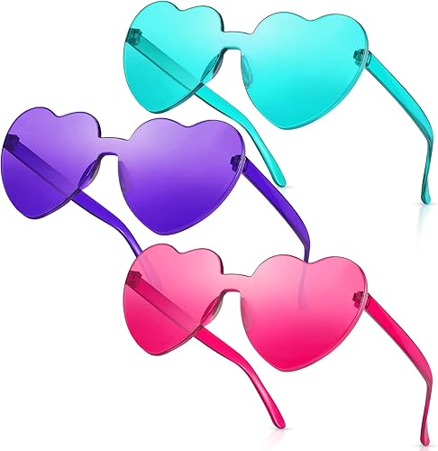 RTBOFY Lentes de sol con forma de corazón, lentes de sol en forma de corazón con color caramelo transparente para mujeres, recuerdos de fiesta