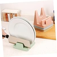 Vista 5 de 2 estantes de plástico para tapa de sartén verde, organizador de cubierta de olla, soporte de almacenamiento para cocina