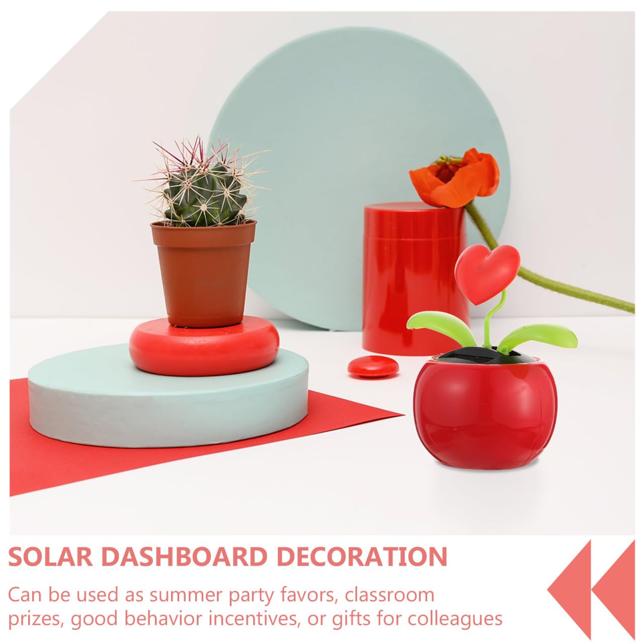 ULTECHNOVO 6Er Set Solarbetriebene Auto Dekoration Herzform Wackelfigur Für Armaturenbrett Fenster Und Schreibtisch Auto Innendekoration