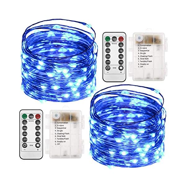 Twinkle star 2 set christmas fairy lights battery operated, 33ft 100 led string lights remote control timer twinkle string lights 8 modes firefly lights for garden party indoor decor