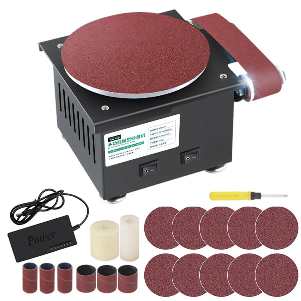 Mini Disc Sander With Forward And Reverse Function Disc Sander Small Sanding Disc Machine with 7-Speed Adjustable Speed Bench Sander Polisher For Wood, Metal, Stone & Scissor Sanding, Style 3