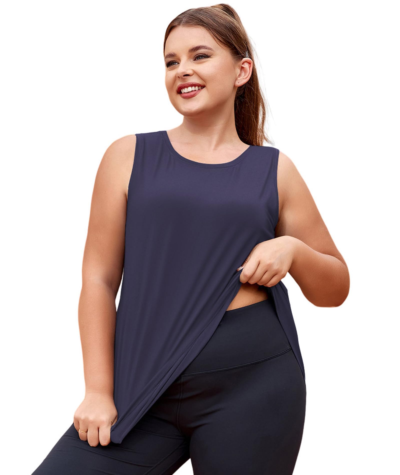 LALAGEN Plus Size Womens Workout Tank Tops Sleeveless Summer Loose Fit Flowy Yoga Athletic Running Shirts