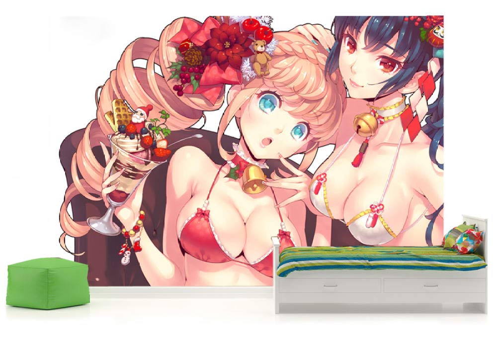 Mural anime belle fille pour décorer un salon de jeu moderne 350 cm