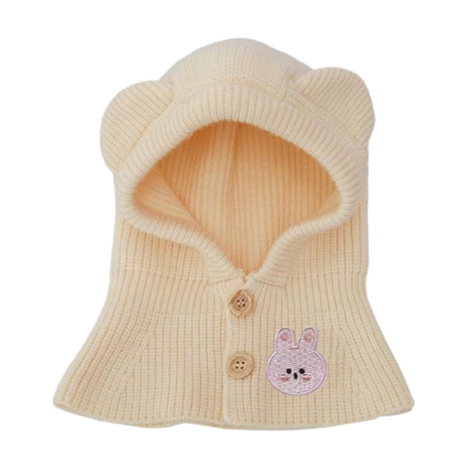 Lovely Cap for Baby with Bear Ear Neck Scarf Skull Hat for Outdoor Walking Toddler Windproof Ear Flap Balaclava