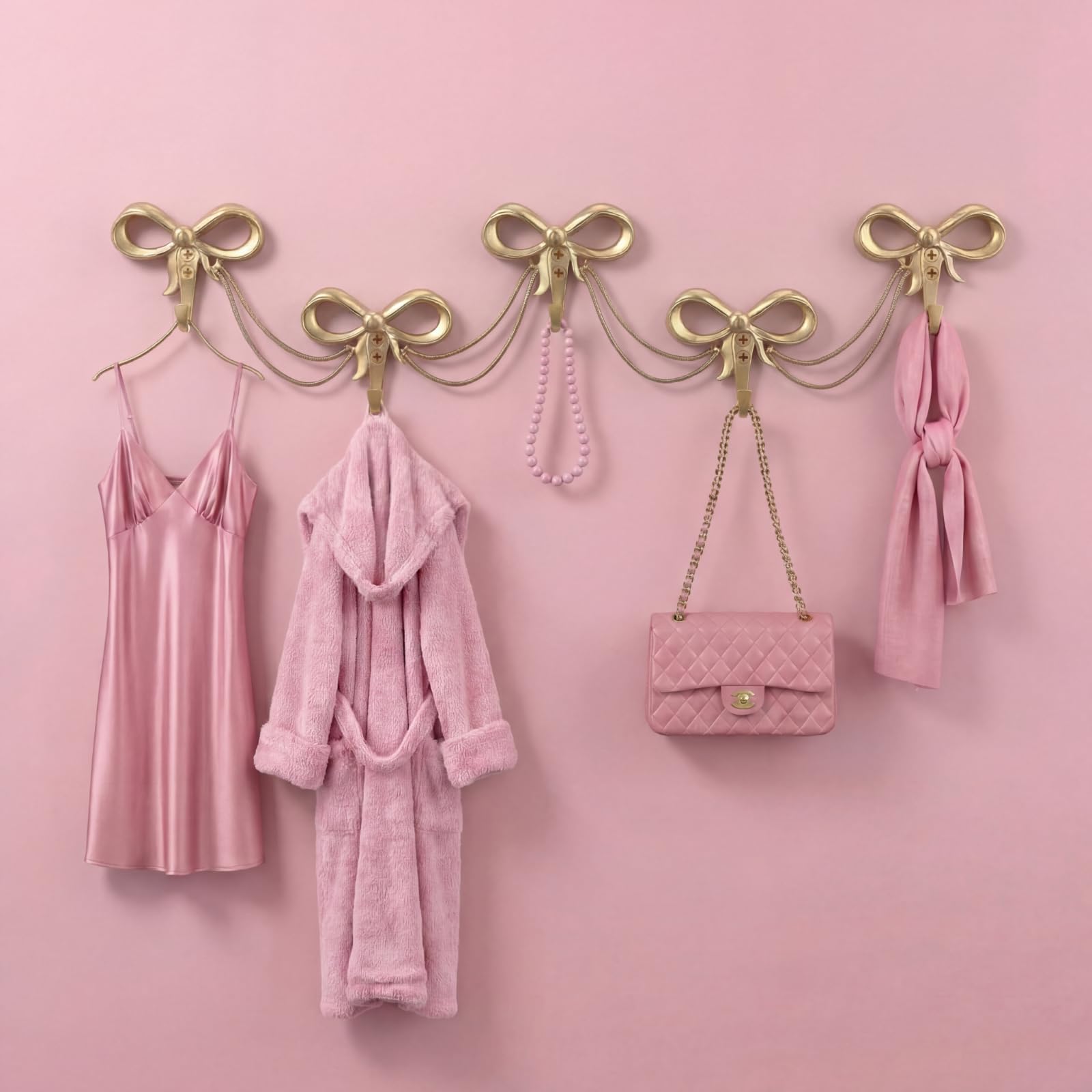Photo 1 of Fiwochic 5 Hook Bow Wall Hooks, Gold