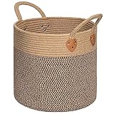 TIMEYARD Woven Baskets, 14'' x 12'' Wicker Plant Basket Home Decor, Decorative Basket Laundry Baskets for Clothes Pillows Towel, Black