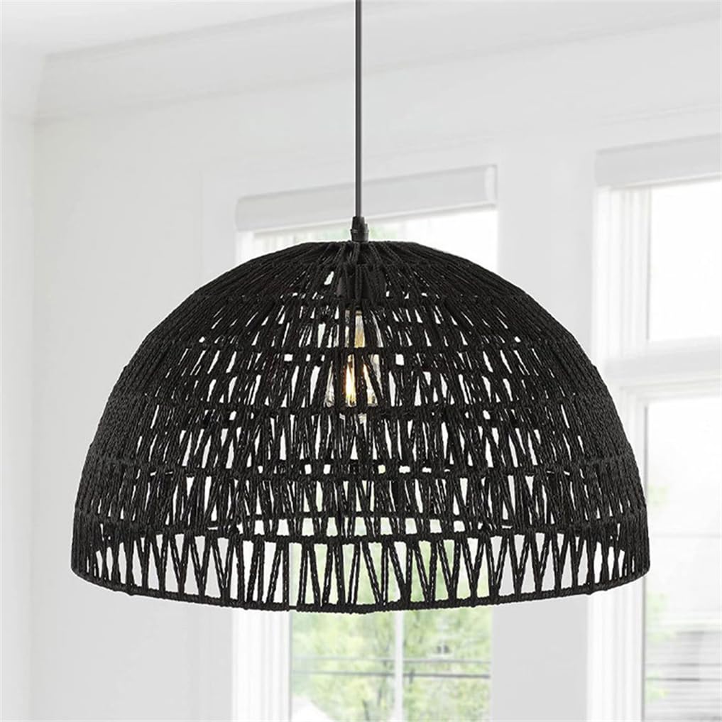 Suspension corde de chanvre tressée main luminaire bohème haut de gamme