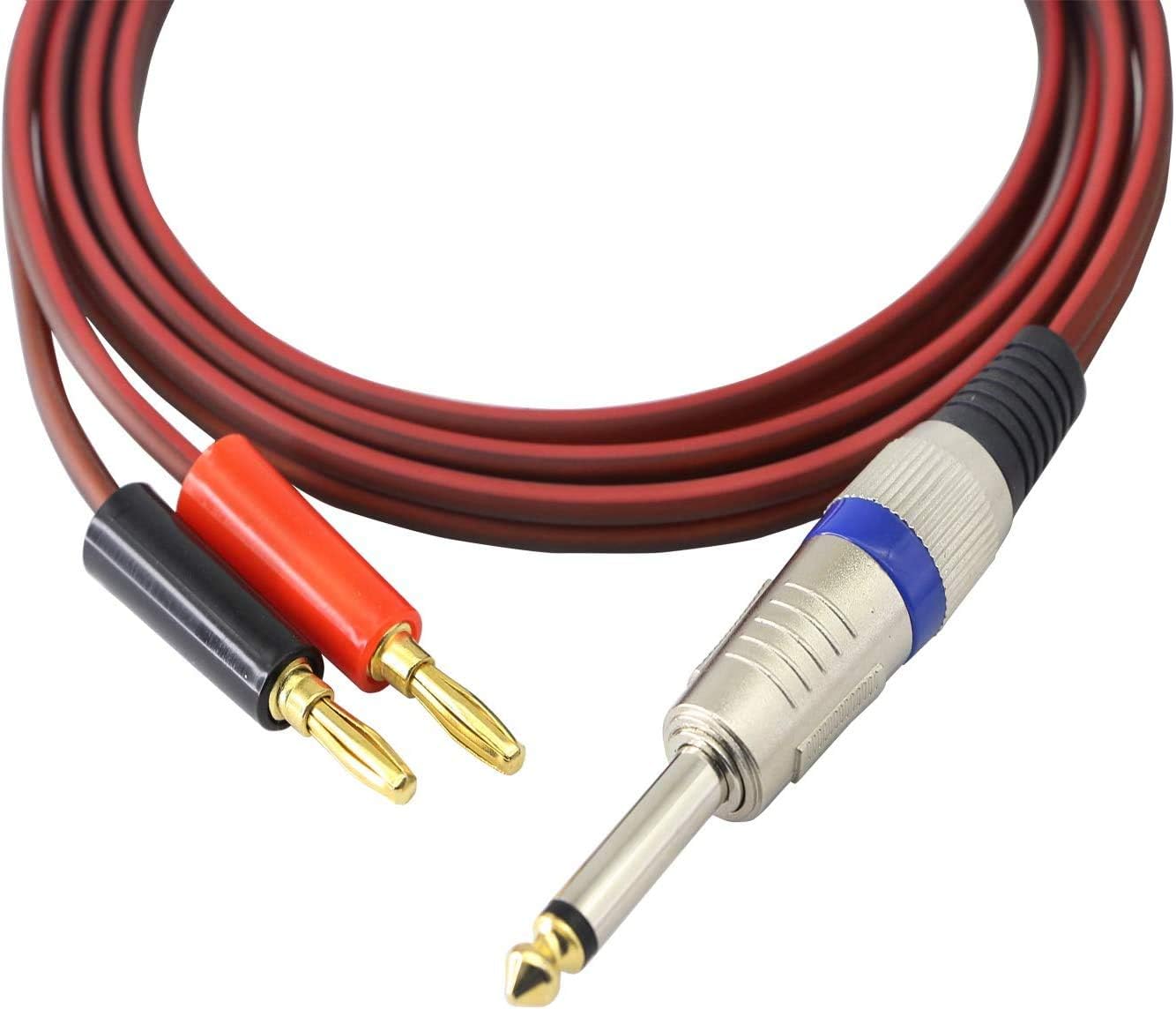 1/4 TS to Banana Plug,6.35mm TS Phono to Banana Plug Speaker Audio Cable,Gold-Plated 1/4 TS Male to Dual Banana Plugs OFC HiFi Speaker Wire for DJ Application, Mixer, Headphone Jack-16.5ft (5m): Industrial & Scientific