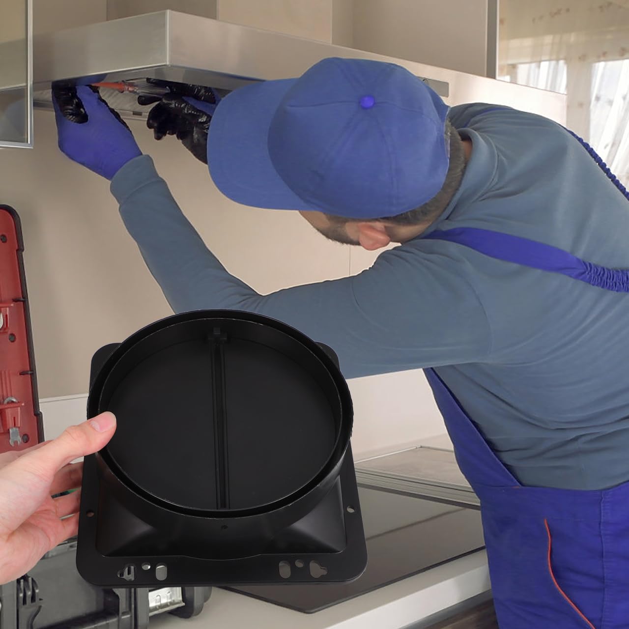 Hemobllo Válvula Antirretorno Para Campana Extractora De Cocina Con Adaptador Y Tira De Espuma Repuesto De Ventilación Para Extractor Previene Reflujo Y Olores Fácil Instalación 8.18X7.48X2.36In