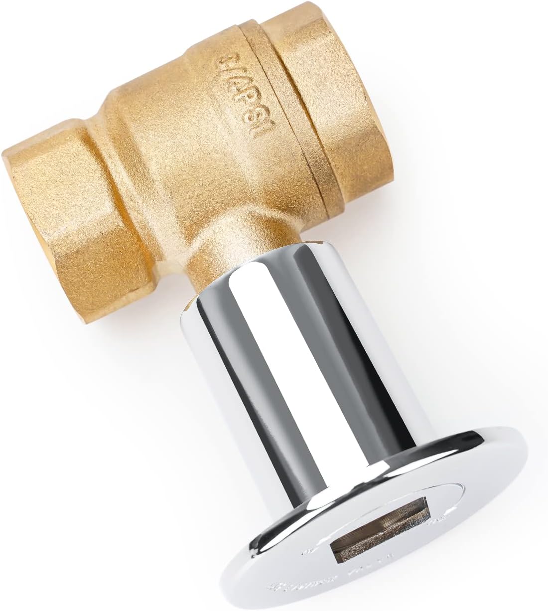 Stanbroil Straight Quarter-Turn Shut-Off Valve Kit for NG LP Gas Fire Pits with Polished Chrome Flange and Key- 3/4" NPT